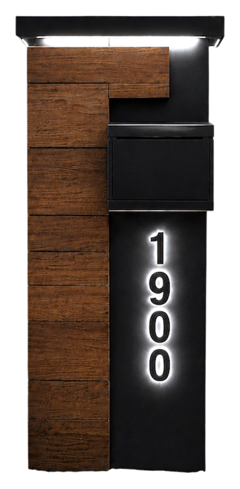 The Monument architectural wood and aluminum mailbox